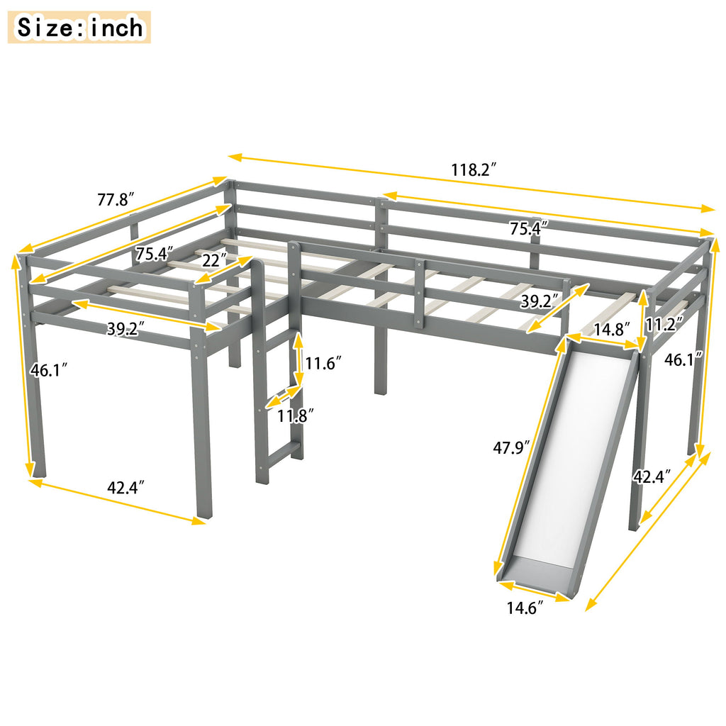 L Shaped Loft Bed With Ladder And Slide