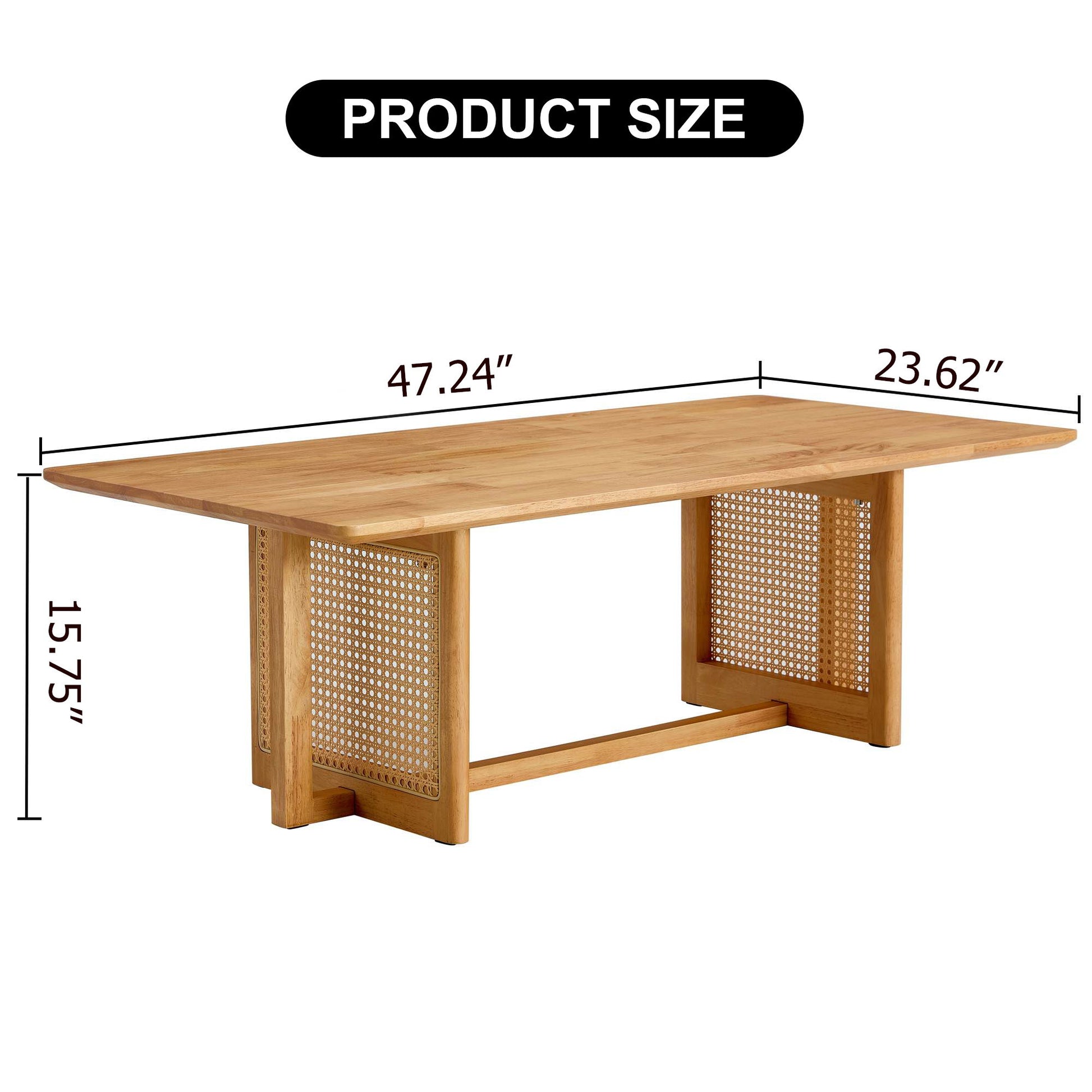 Chinese Style White Solid Wood And Imitation Rattan Coffee Table