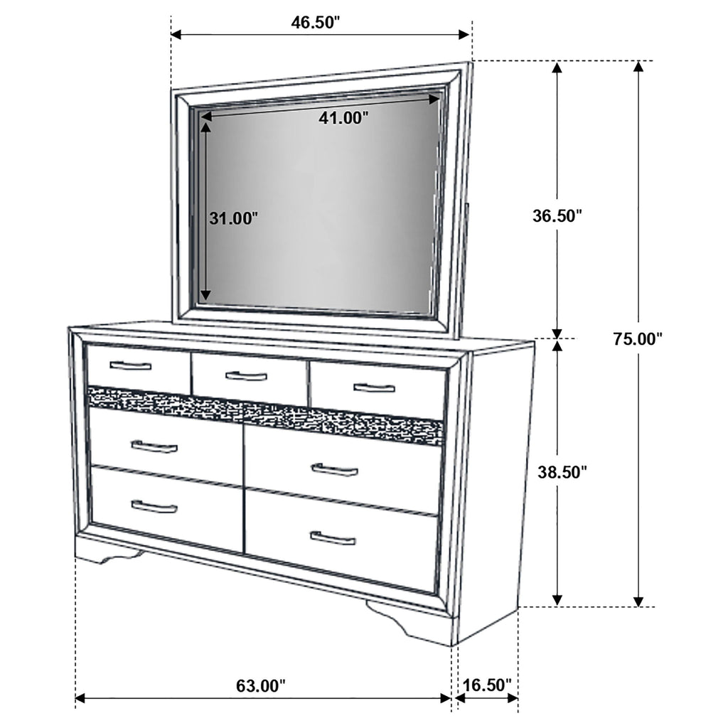 7 Drawer Dresser With Mirror - White