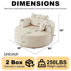 Swivel Chair, Sleeper Design, 360 Degree Rotating Base For Living Room - Beige