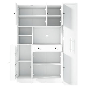 Large Kitchen Pantry Storage Cabinet Cupboard With Pull Out Side Cabinet