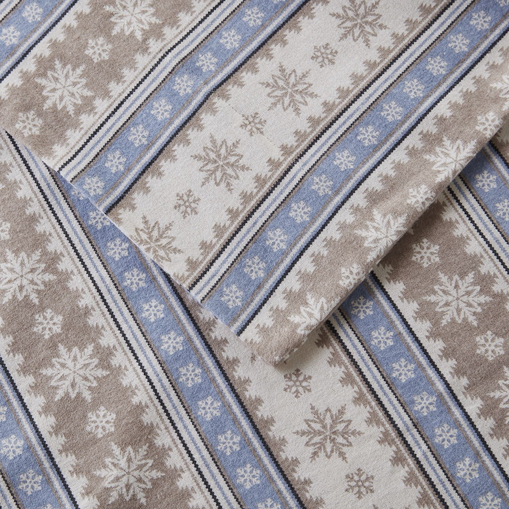 Flannel - 4 Piece Full Sheet Set - Blue Snowflake