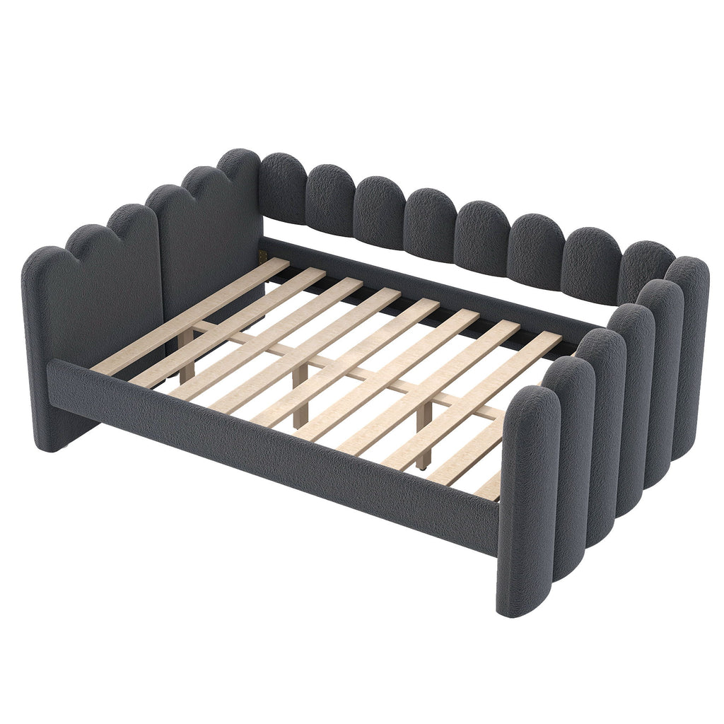 Upholstered Daybed With Curved Ribbed Panel Design