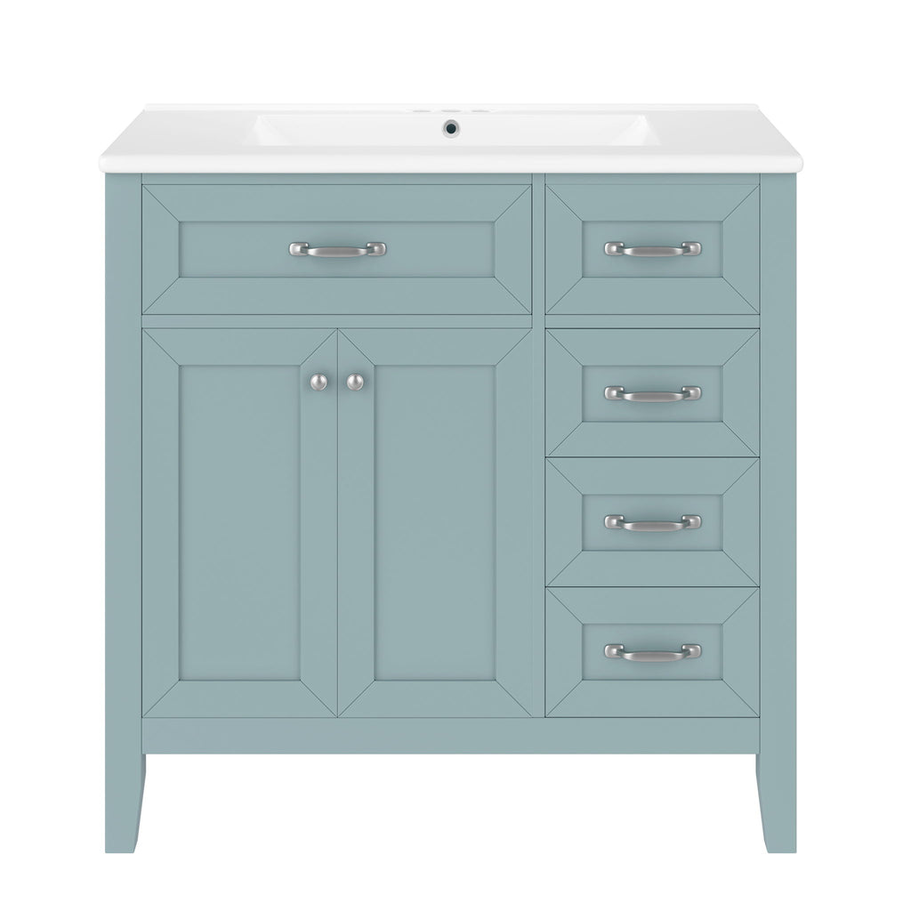 Modern Bathroom Vanity With Sink, Freestanding Design With Drawers And Doors