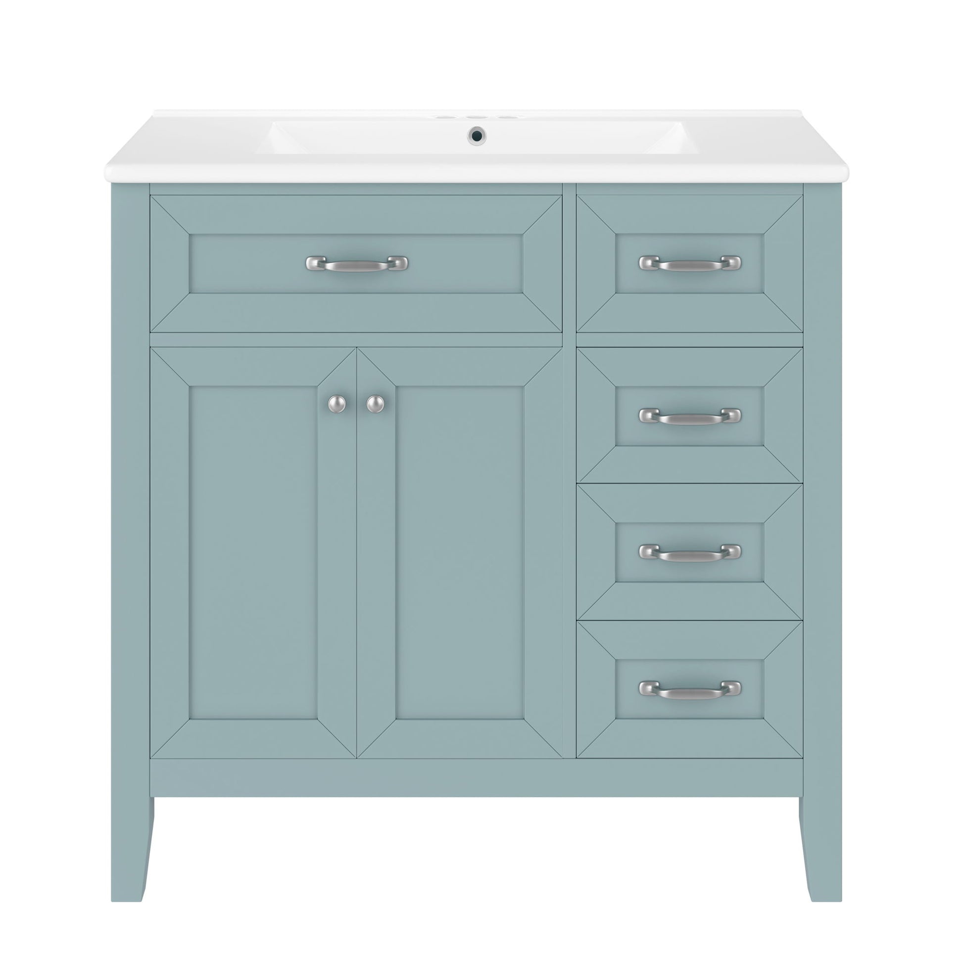 Modern Bathroom Vanity With Sink, Freestanding Design With Drawers And Doors