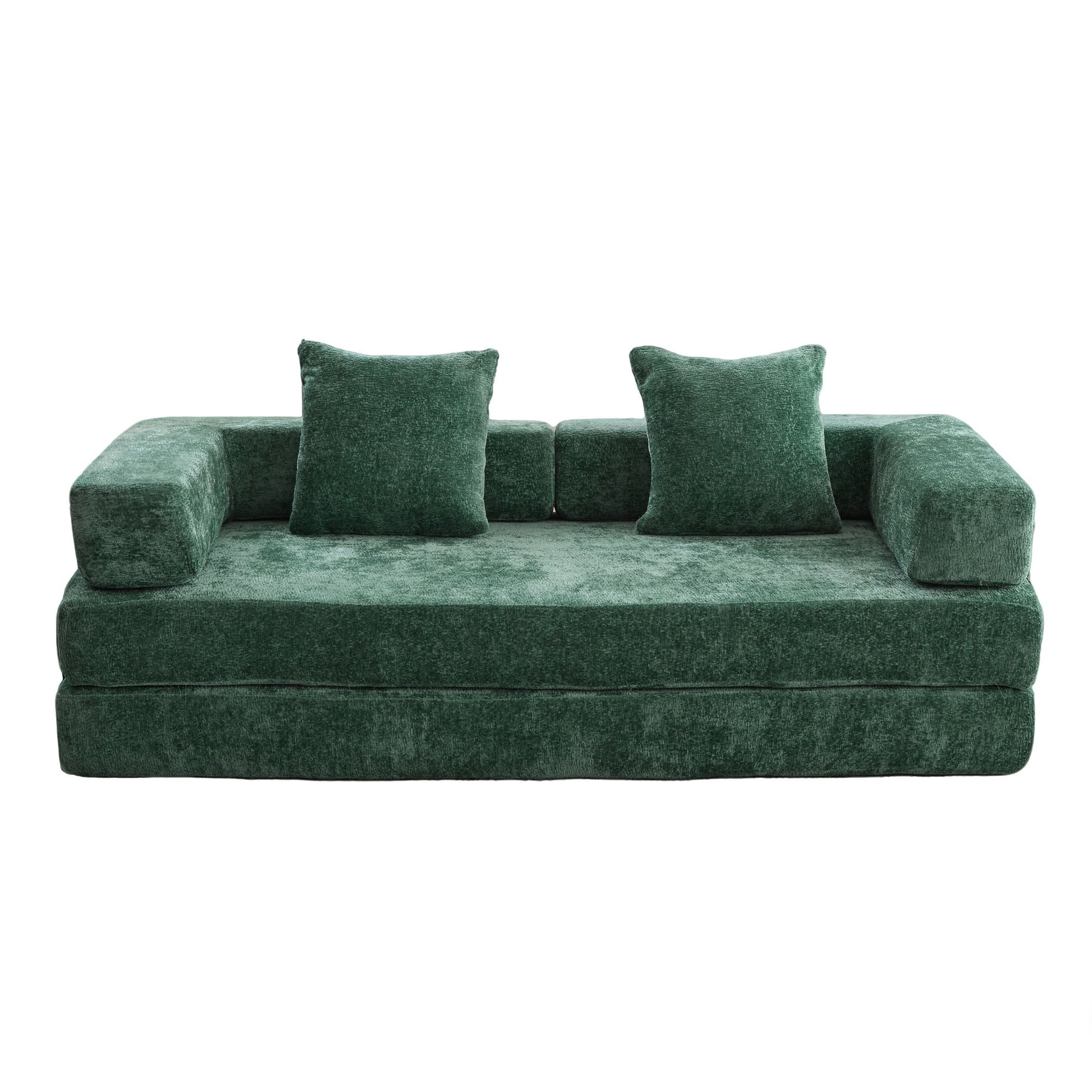 Convertible Floor Sofa Bed With Pillow Back Support Armrest