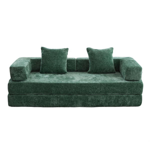 Convertible Floor Sofa Bed With Pillow Back Support Armrest