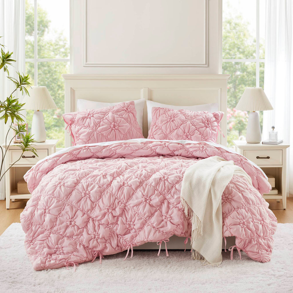 Lily - King 3 Piece Comforter Set - Pink