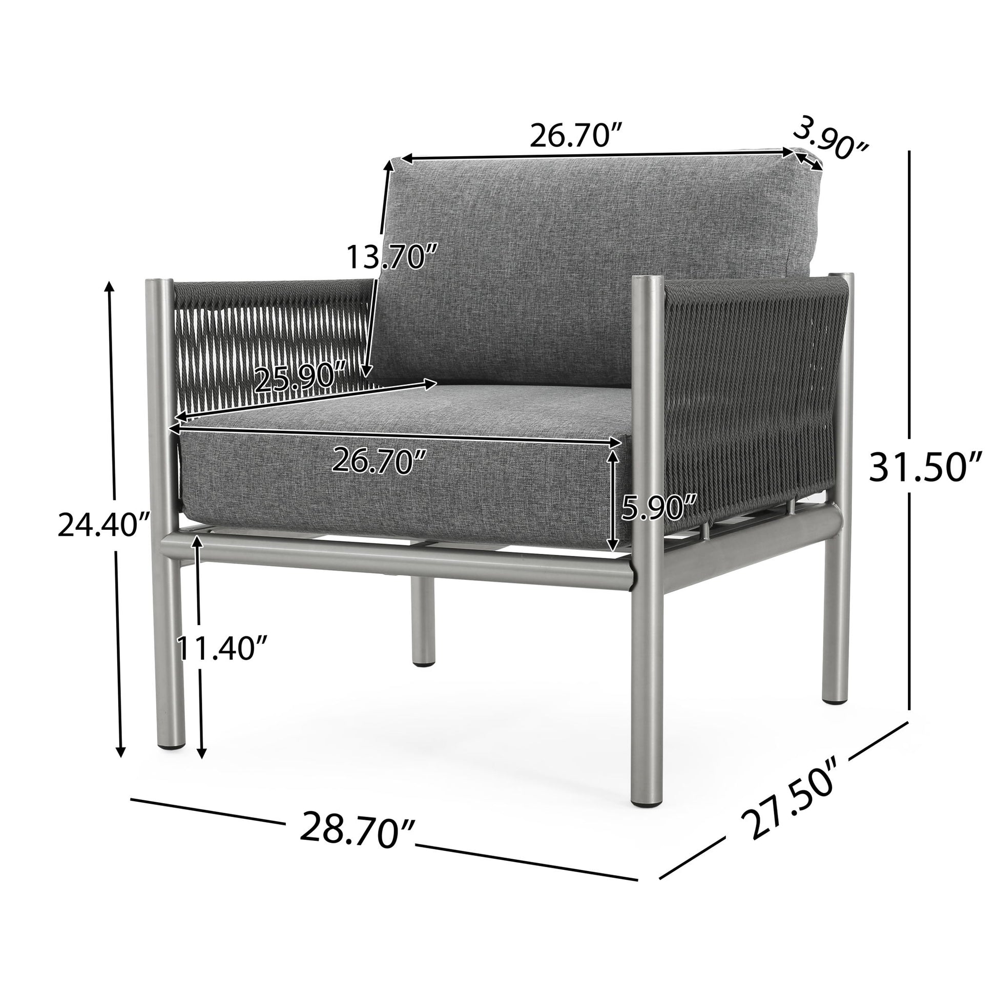 Hargrove - Club Chair - Silver / Gray