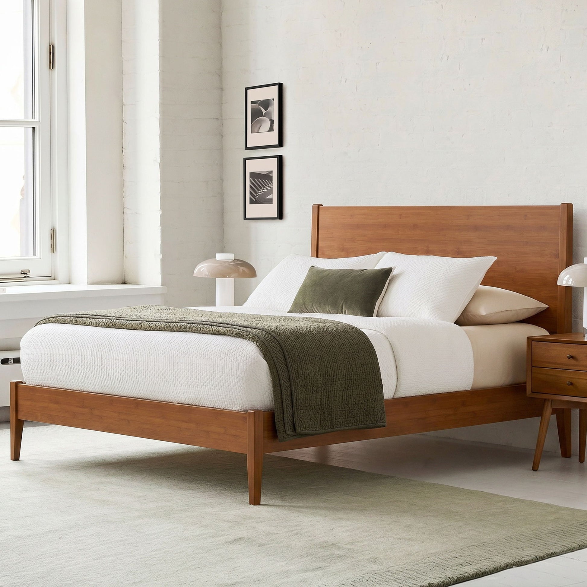 Modern Sled Platform Bed Frame With Slats