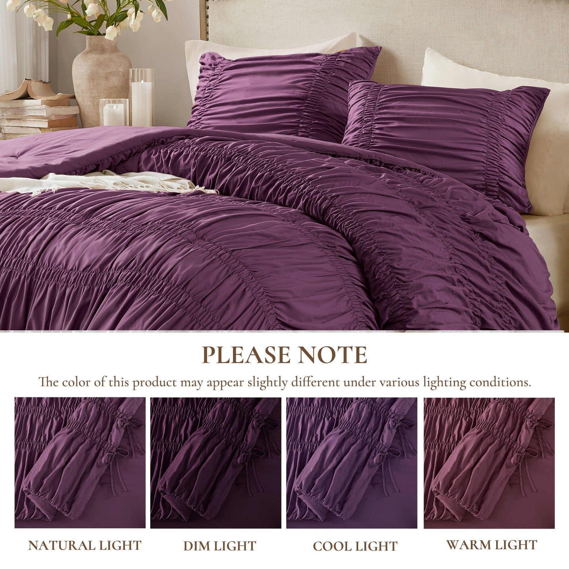 Mia - 3 Piece King Comforter Set - Purple