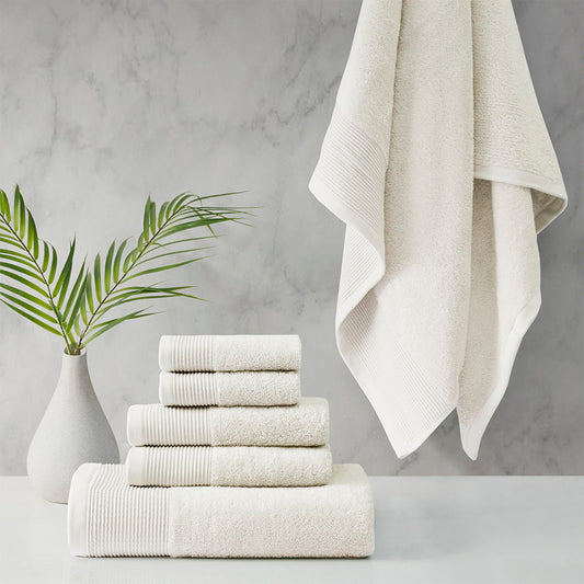 Nuage - Cotton Tencel Blend Antimicrobial 6 Piece Towel Set - Ivory