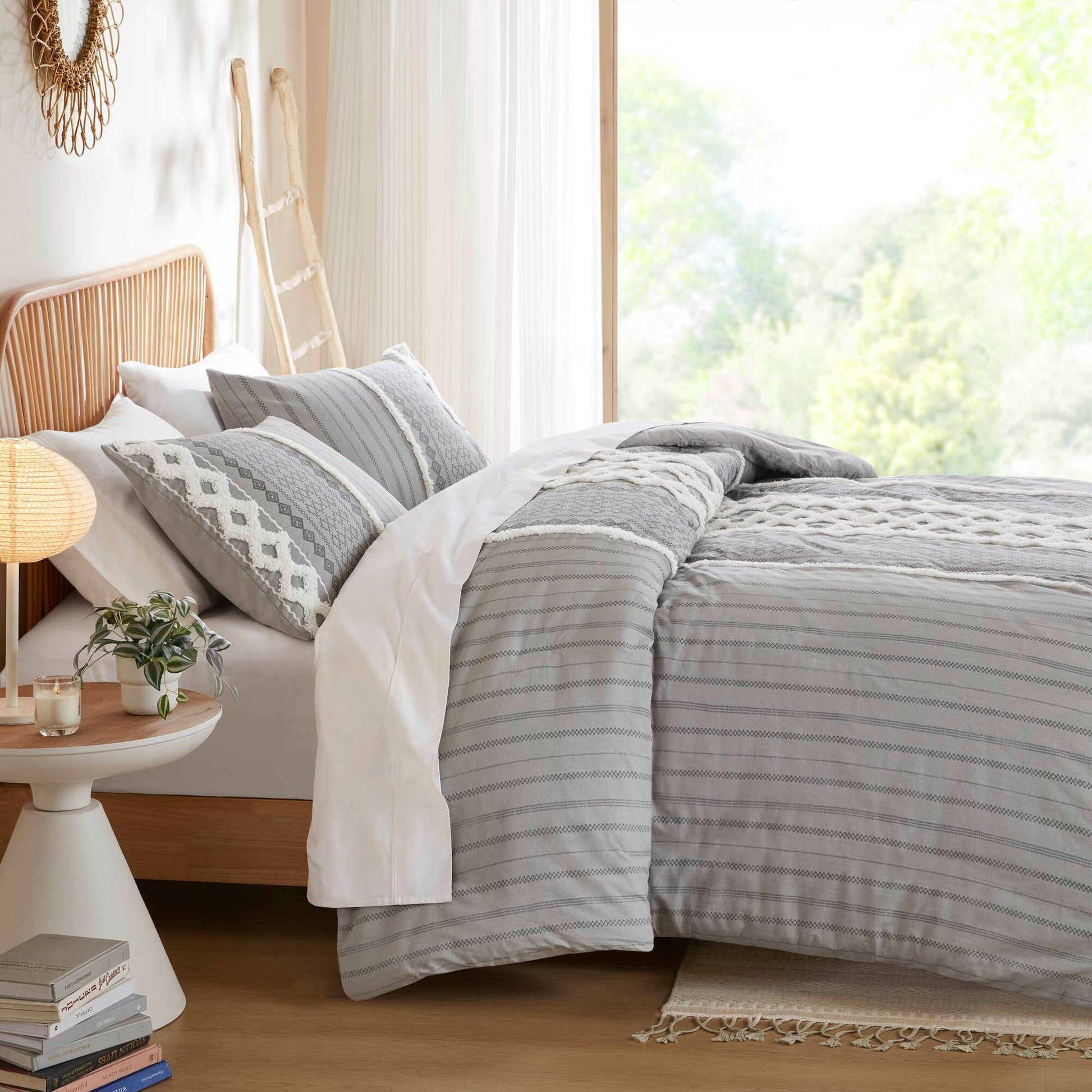 Imani - King Printed Duvet Cover Set With - Gray