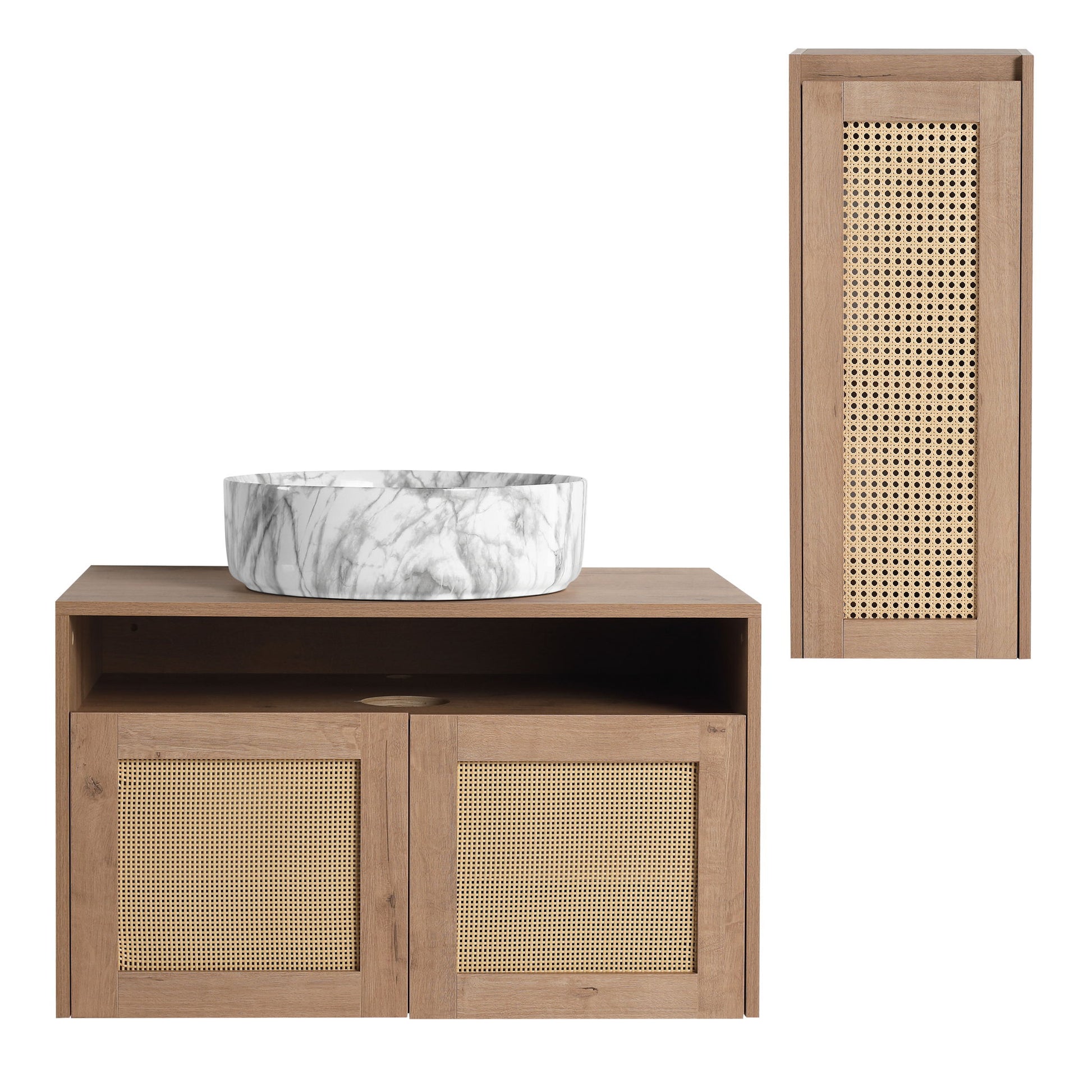 Bathroom Vanity & Art Sink And Side Cabinet, Float Mounting Design