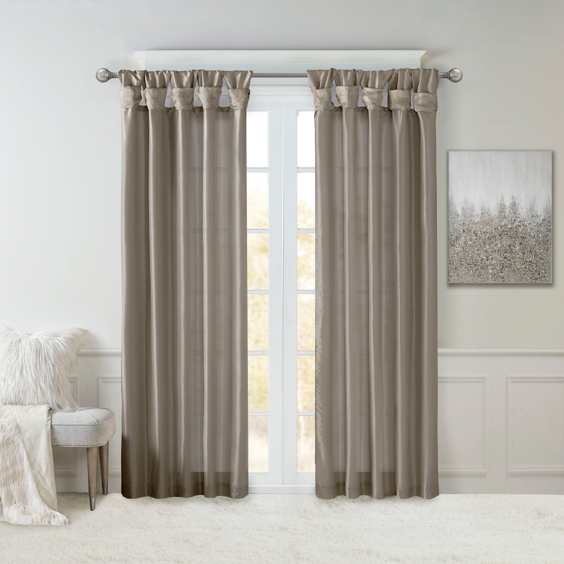 Emilia - 120" Twist Tab Lined Window Curtain - Pewter