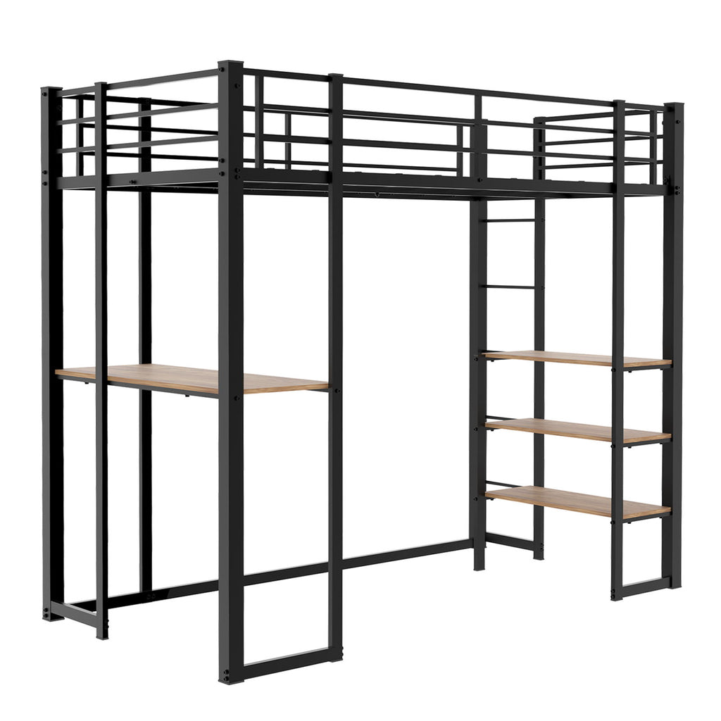 Bunk Bed With L-Shaped Desk And Dual Side Stairs