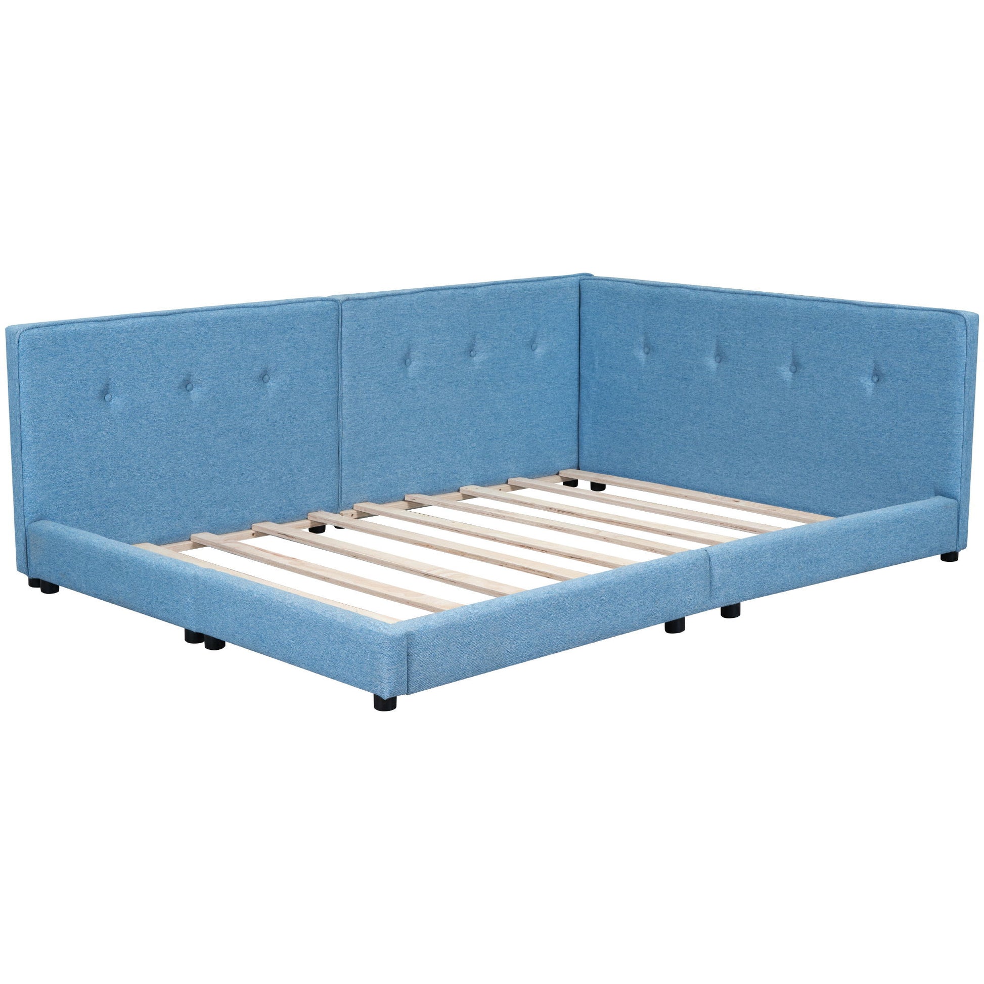 Modern Upholstered Platform Bed With USB Ports And LED Belt