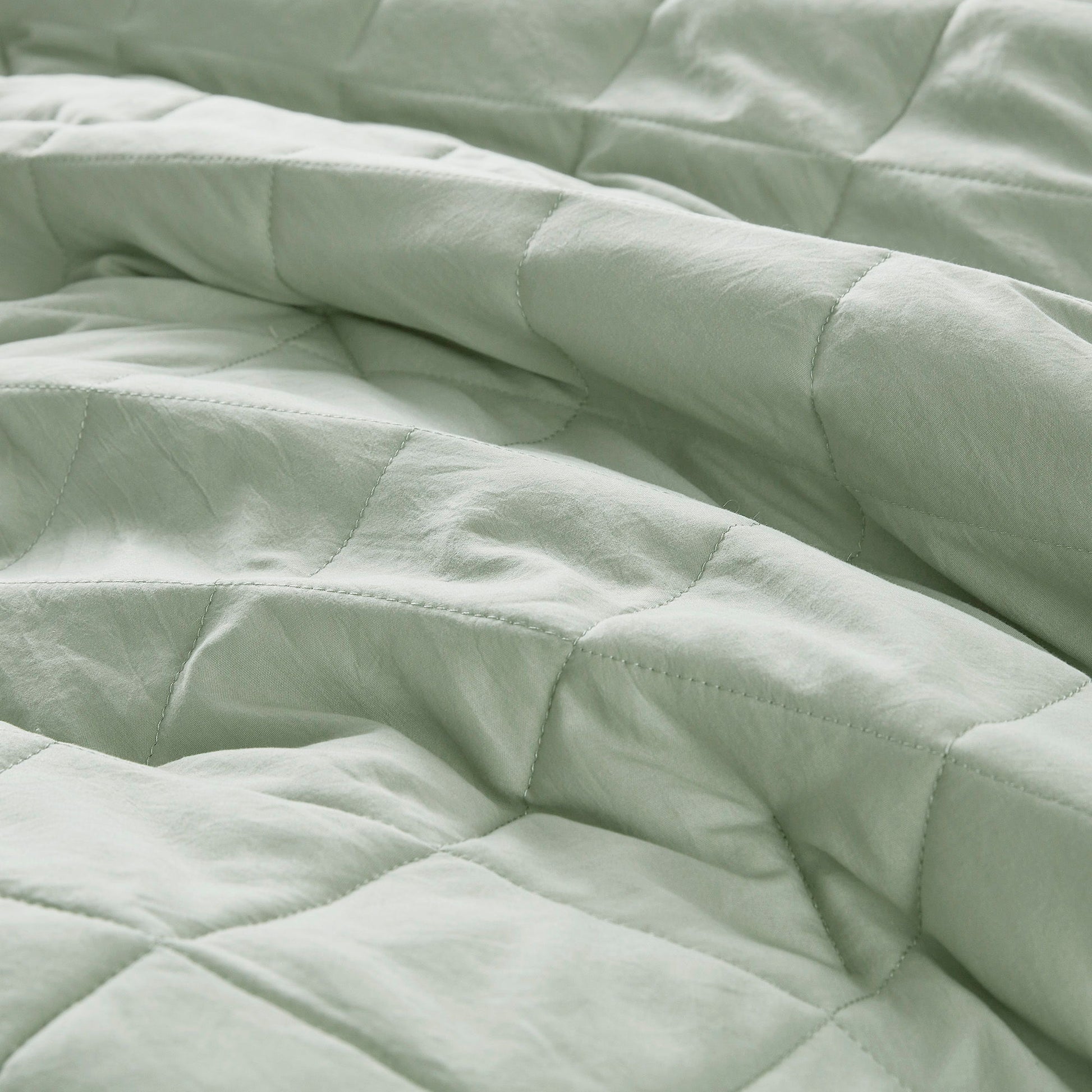 Phoebe - Twin/Twin Long Diamond Quilted Ruffle Edge Comforter Set - Sage