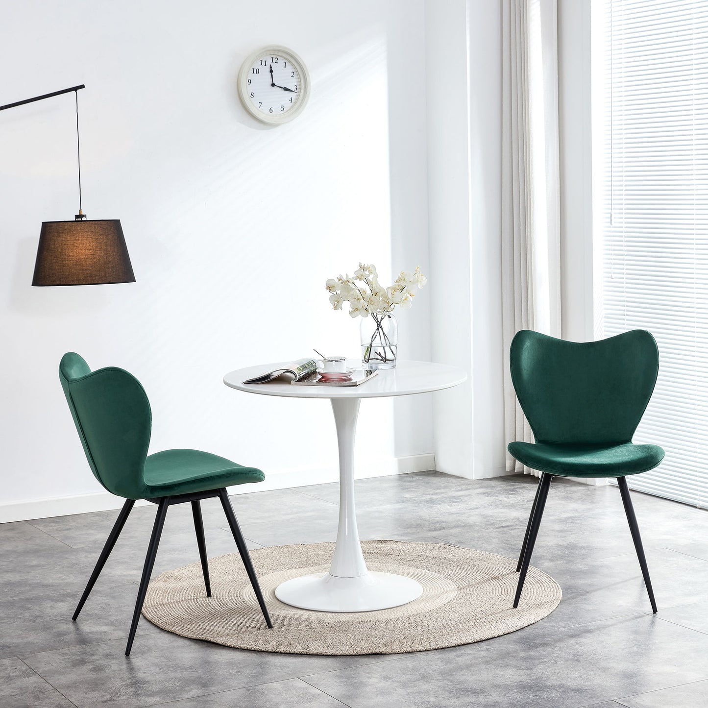 Dining Velvet Chairs With Metal Legs (Set of 2)