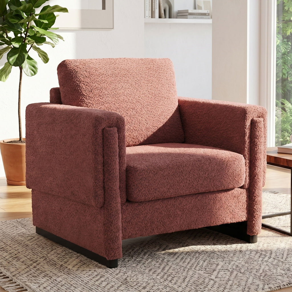 Upholstered Accent Armchair With Square Arm