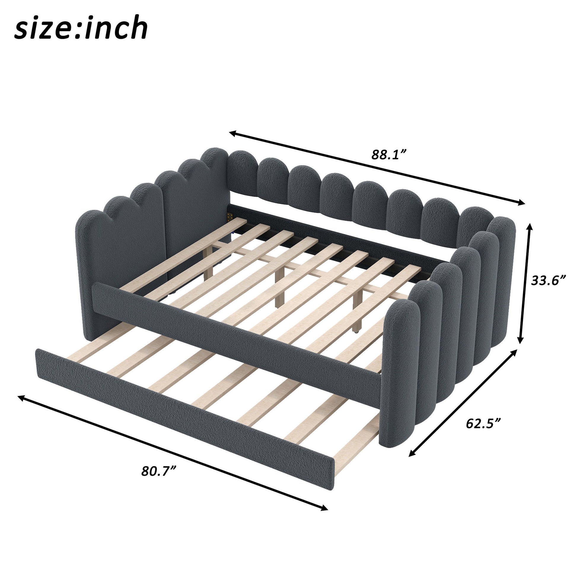 Upholstered Daybed & Curved Ribbed Panel Design