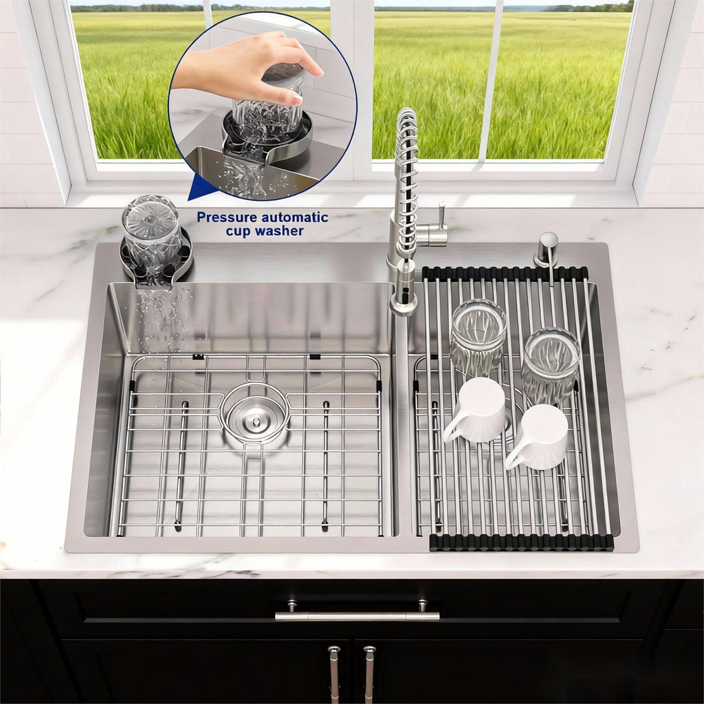 Double Bowl, Drop-In Sink With 2 Basins