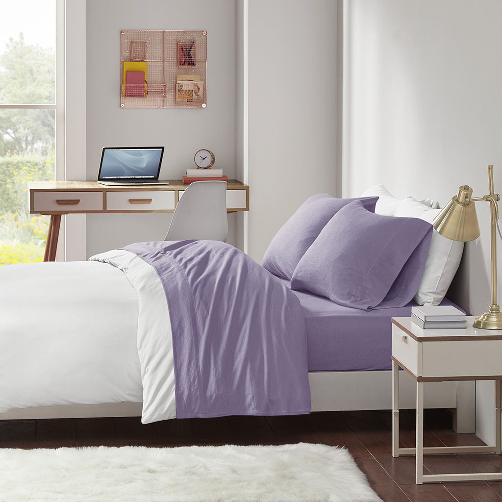 Cotton Blend Jersey Knit - All Season Sheet Set - Purple