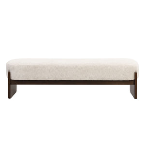 Ottoman With Upholstery, Rectangular Design - Beige / Brown