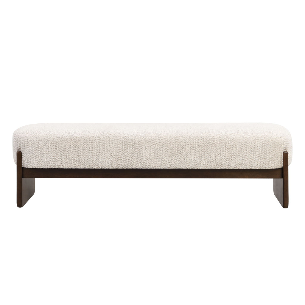Ottoman With Upholstery, Rectangular Design - Beige / Brown