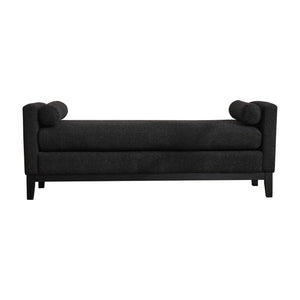Upholstered End Of Bed Bench With Arms, 2 Bolsters For Bedroom - Black