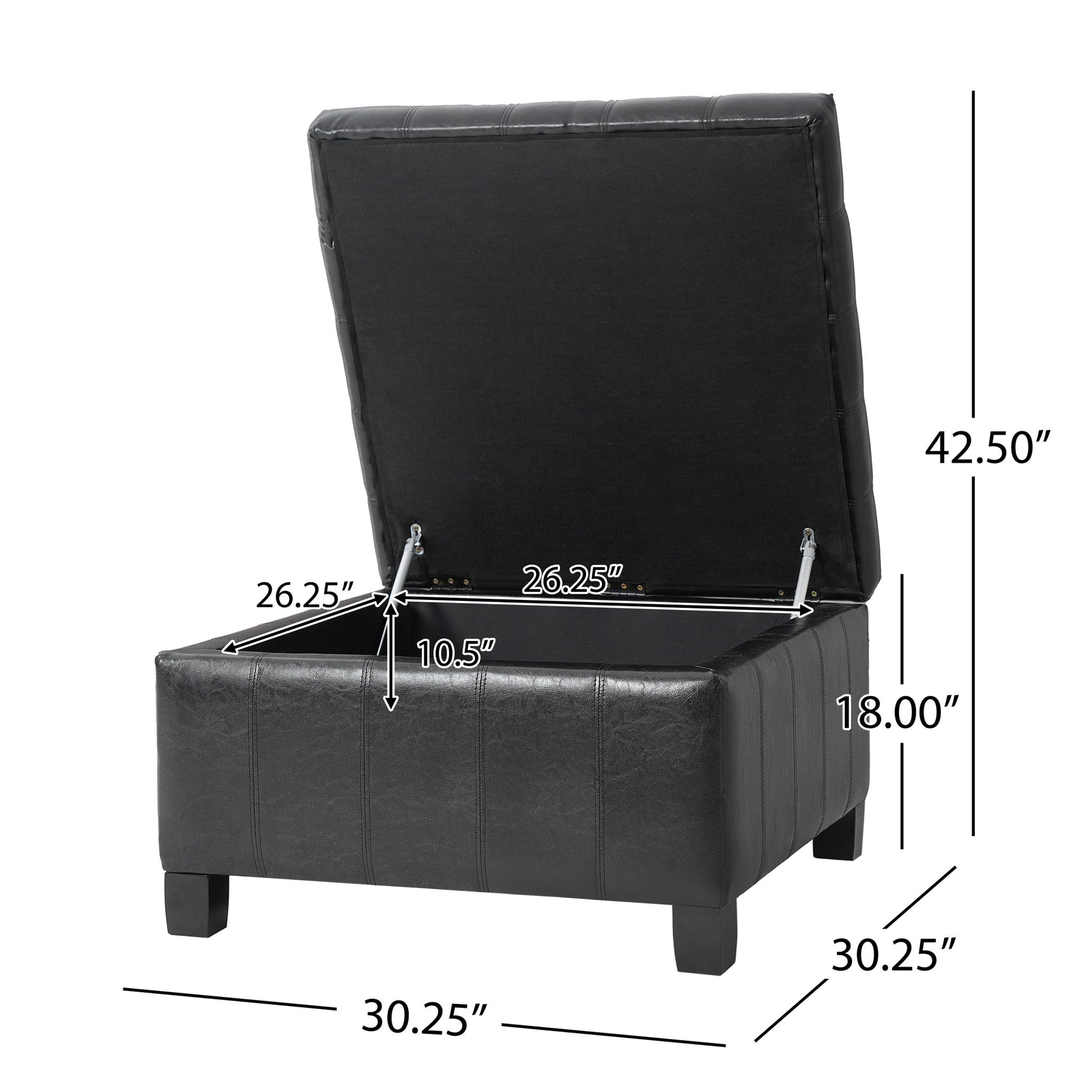 Square Tufted Indoor Ottoman With Lift-Top Storage