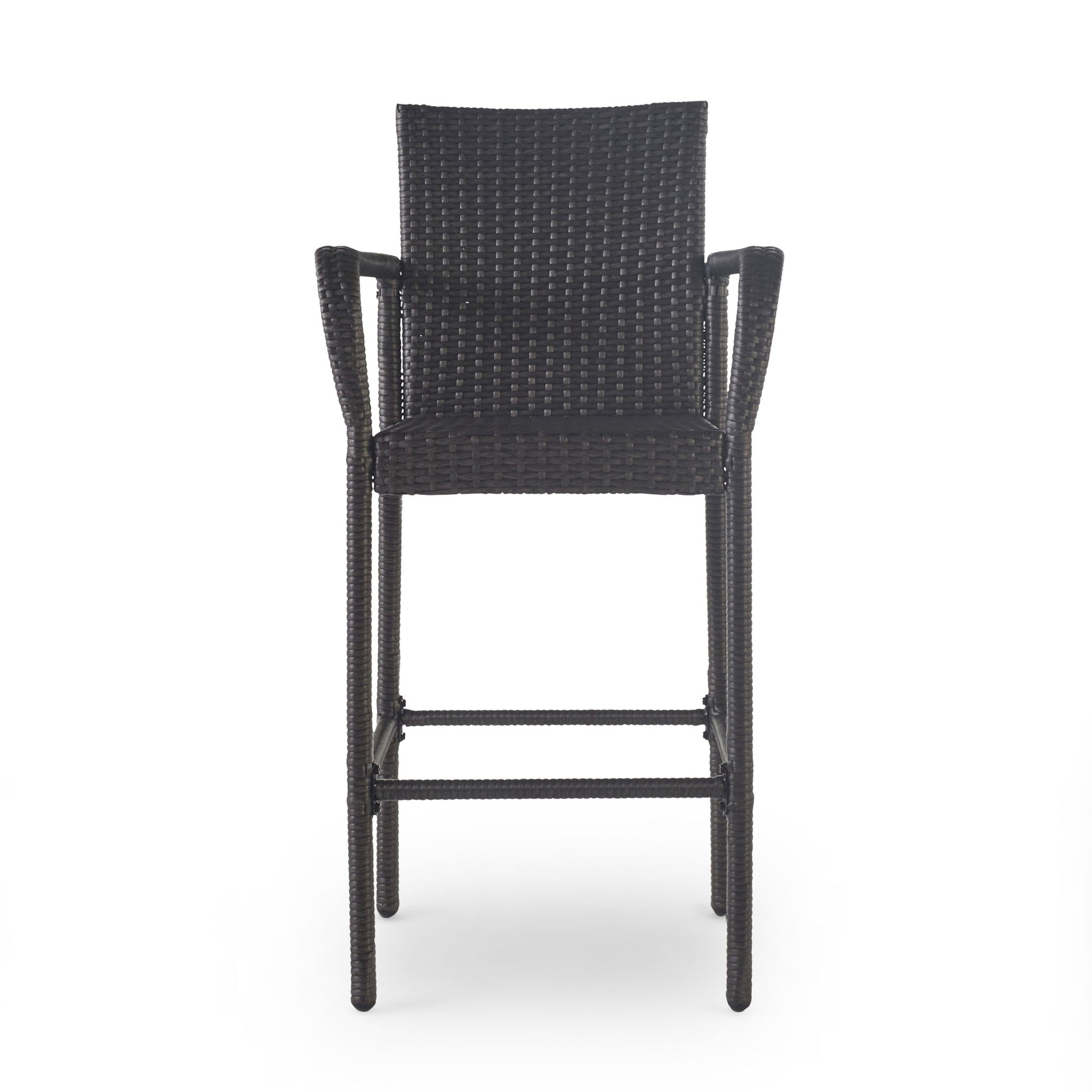 Outdoor Wicker Barstools With Rattan And Iron Frame