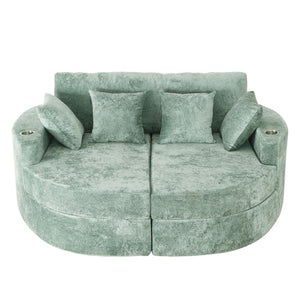 Boneless Design Upholstered Sofa Bed With Cup Holders