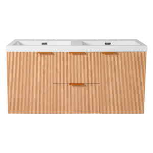 Double Sink Bathroom Vanity, Cabinet, Soft Close Doors, Divided Drawers, Wall Mounted Storage - Wood