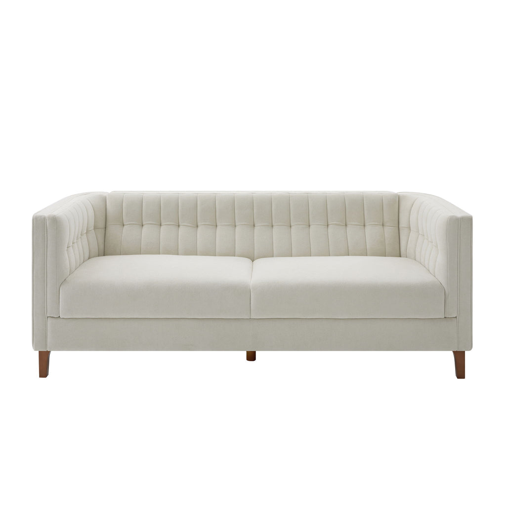 Modern 3 Seater Sofa, Upholstered Couch With Curved Armrests