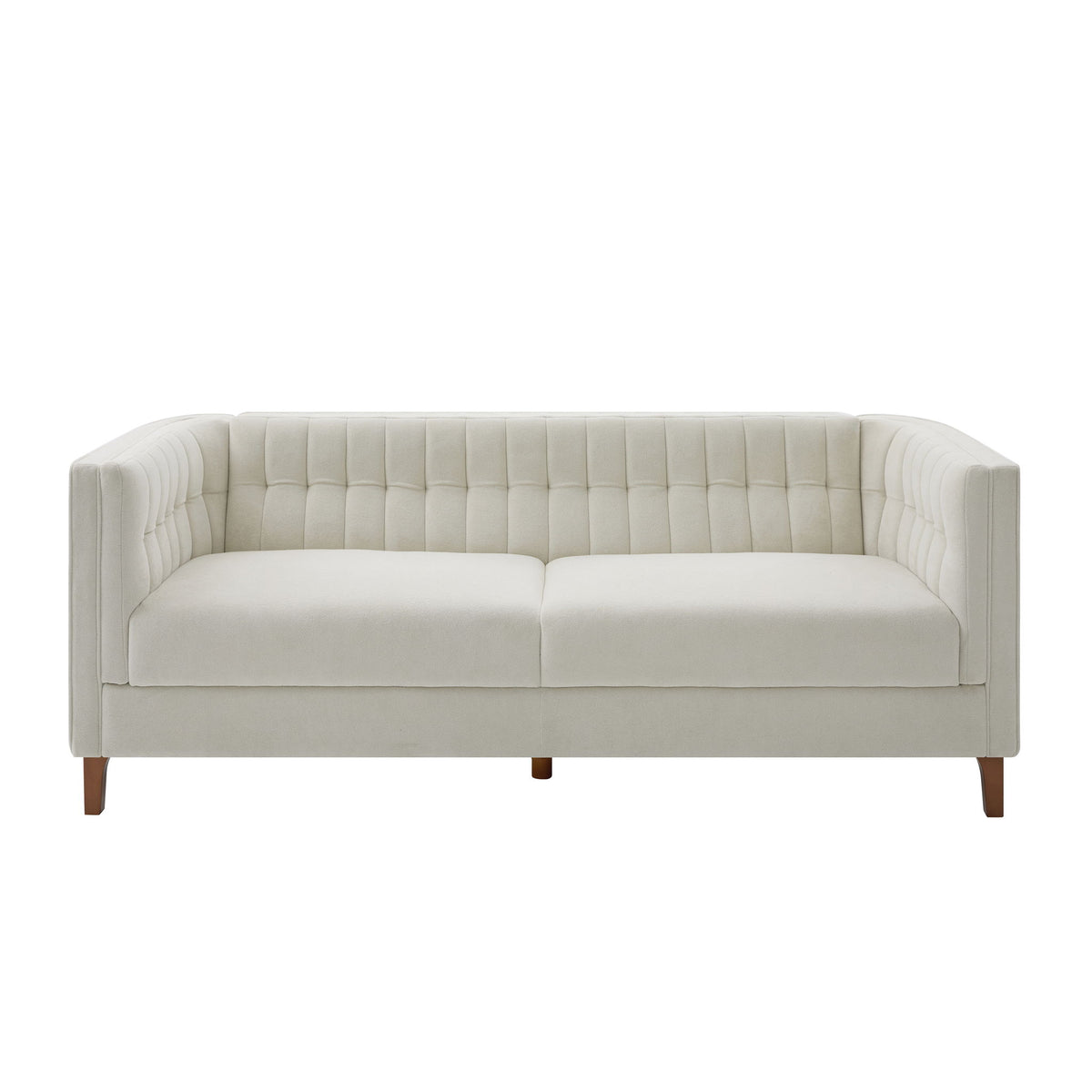 Modern 3 Seater Sofa, Upholstered Couch With Curved Armrests