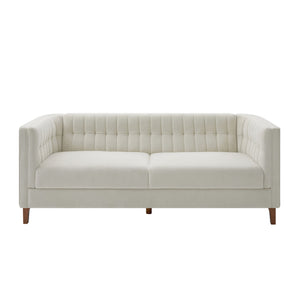 Modern 3 Seater Sofa, Upholstered Couch With Curved Armrests