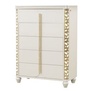 Cinderella - Chest With LED Accents And 5 Storage Drawers - Beige