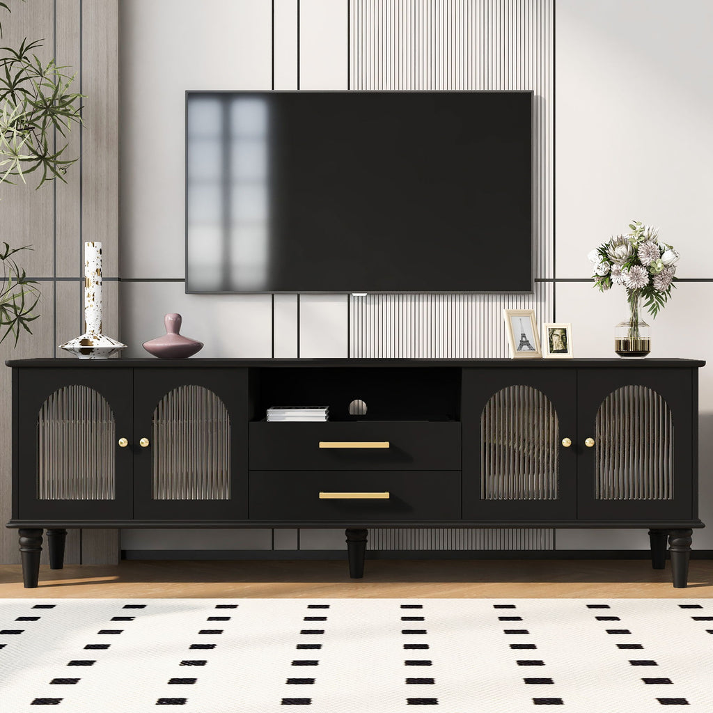TV Stand For TVs Up To 75", Entertainment Center Media Console For Living Room - Black