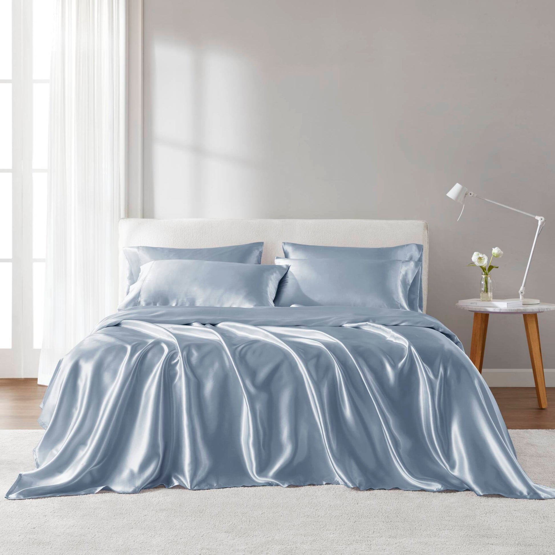 Satin - 6 Piece King Luxury Sheet Set - Blue