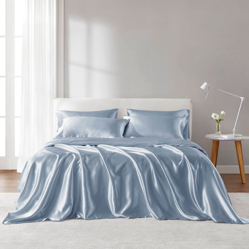 Satin - 6 Piece Full Luxury Sheet Set - Blue