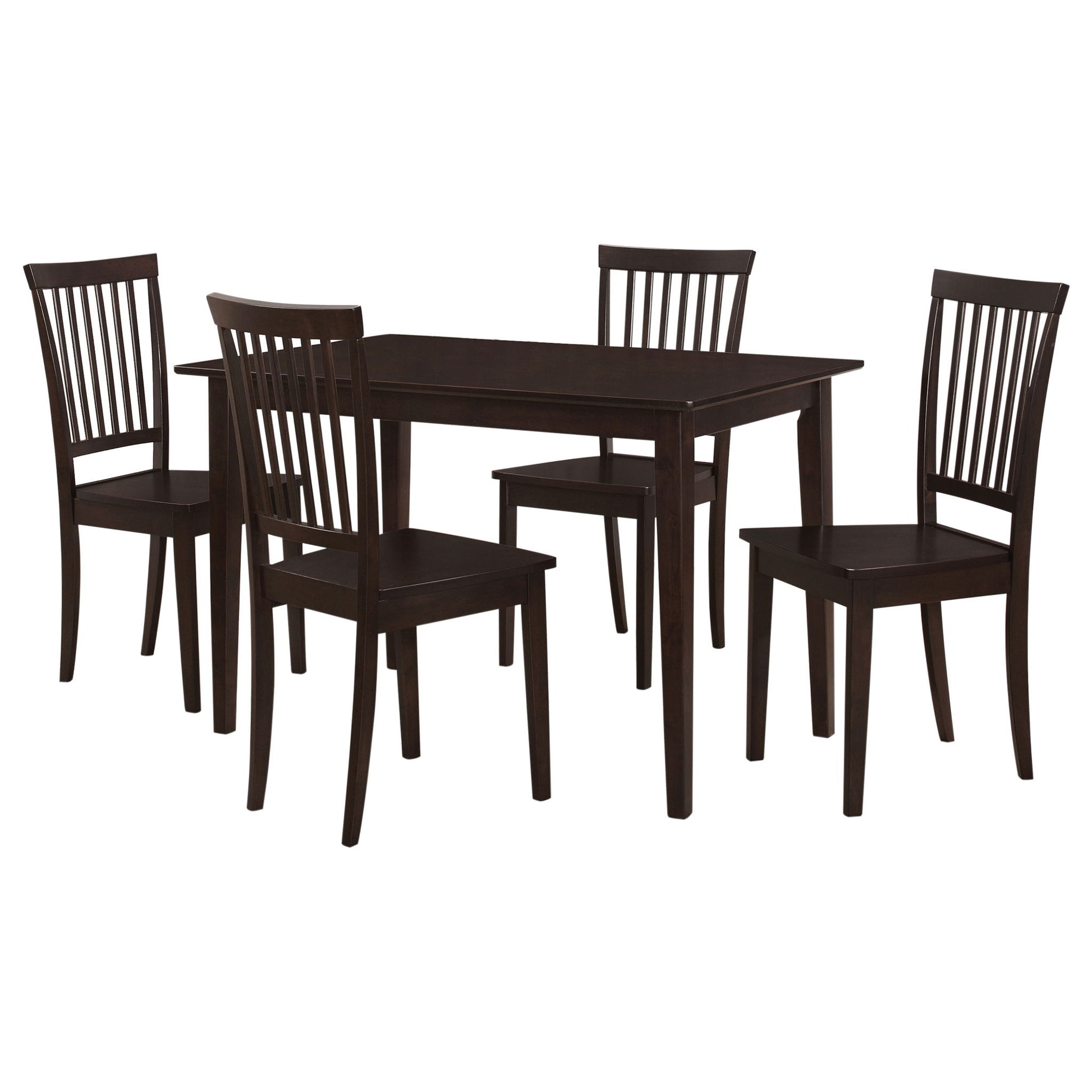 Stan - 5 Piece Dining Set With Rectangular Table And Slat Back Chairs - Cappuccino