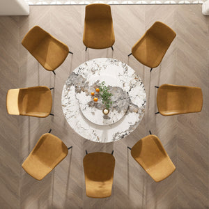 Round Dining Table With Lazy Susan For Kitchen, Dining Room - Black / White