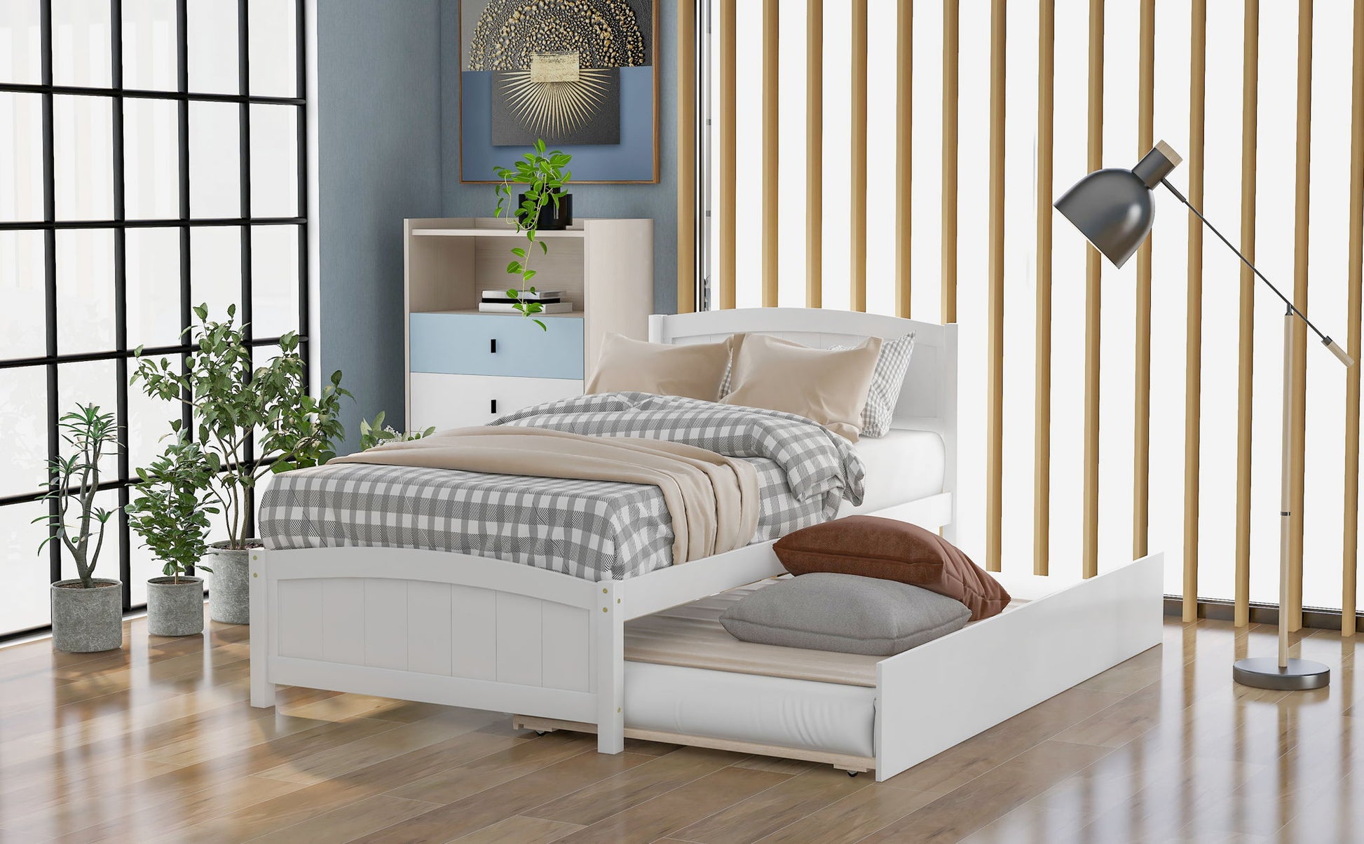 Platform Bed & Headboard, Footboard And Wood Slat Support