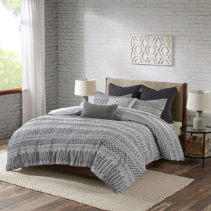 Rhea - King Duvet Cover Mini Set - Gray / Black