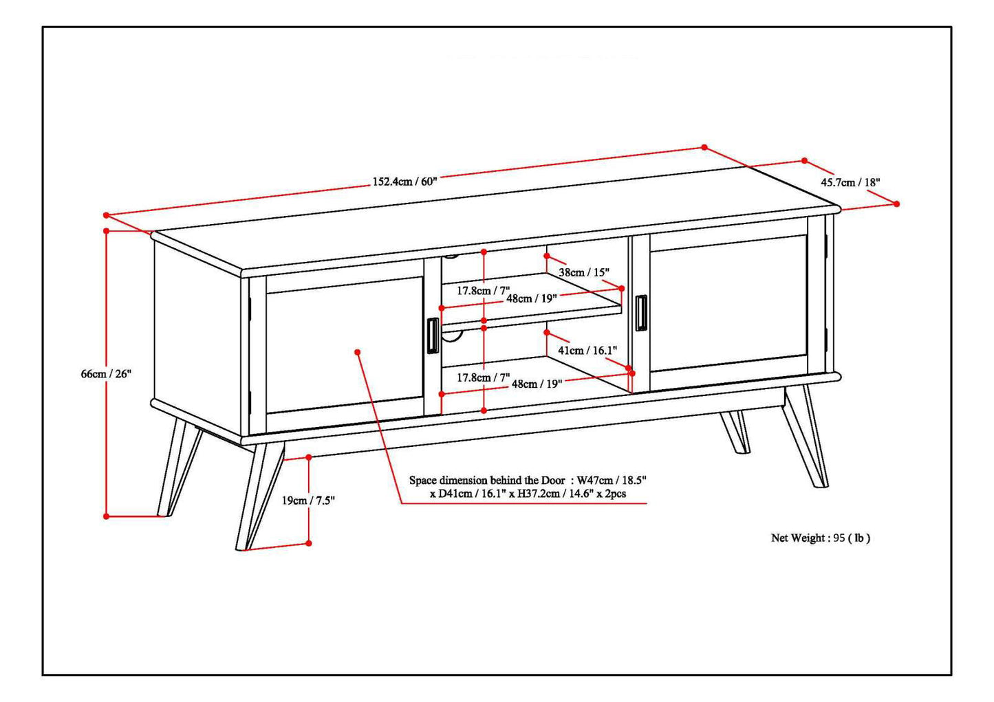 Draper - Mid Century Low TV Media Stand