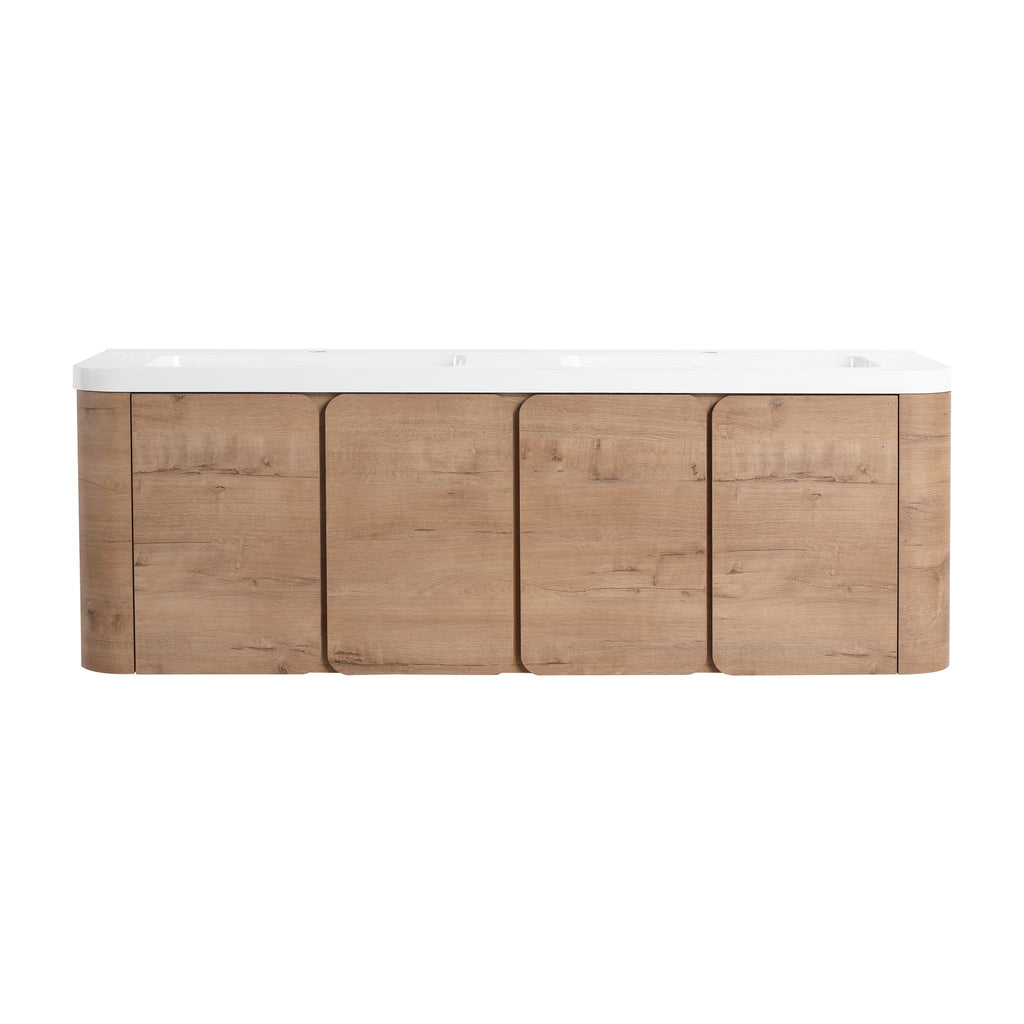 Wall Mounted Bathroom Vanity With Sink, 3 Soft Close Doors