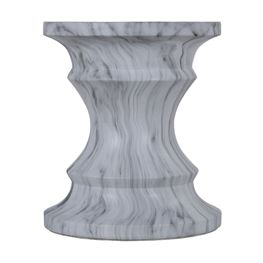 Geometric Round Outdoor End Table - Marble