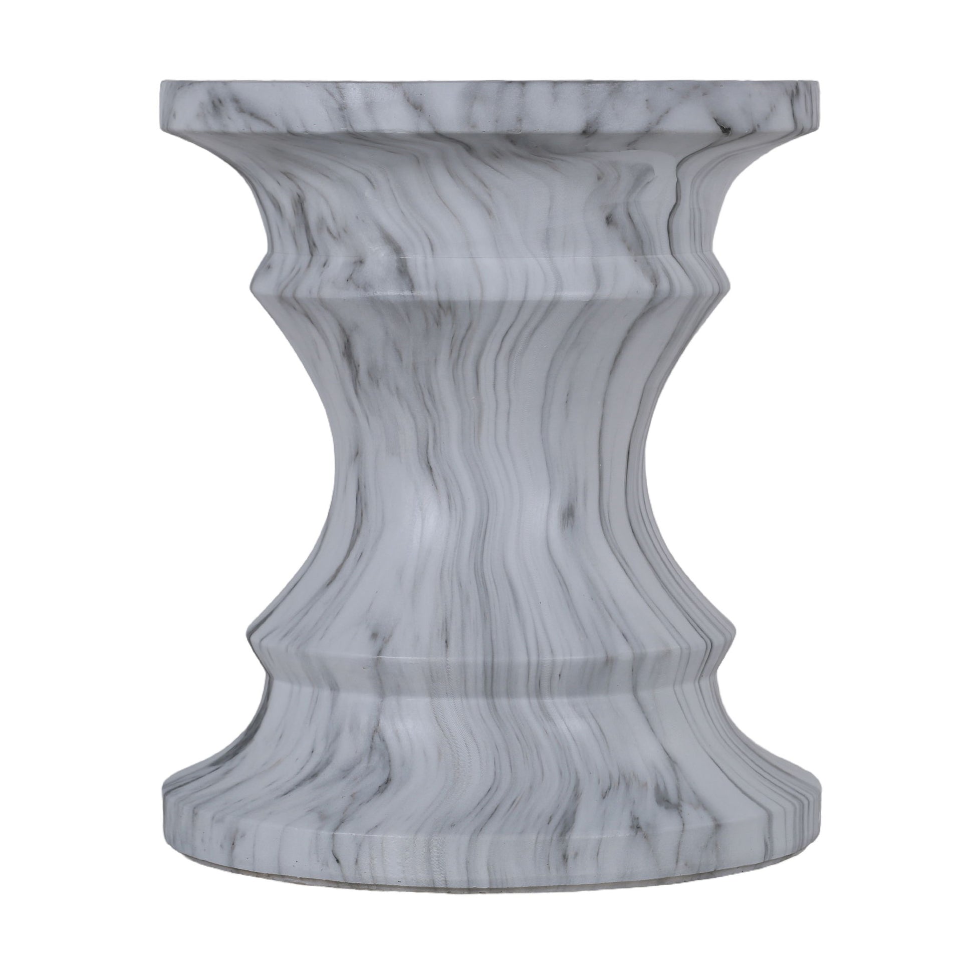 Geometric Round Outdoor End Table - Marble
