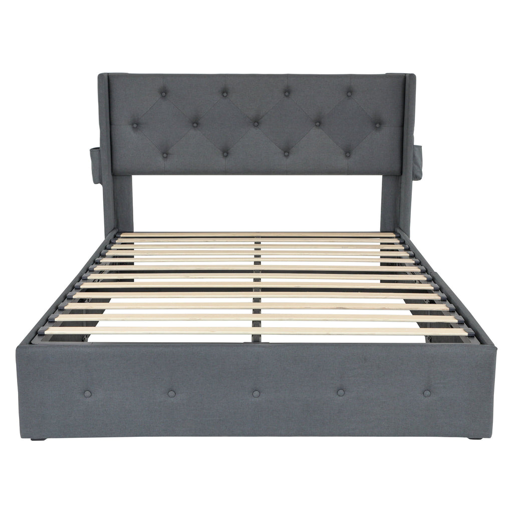 Bed With Gas Lift Storage, USB Ports
